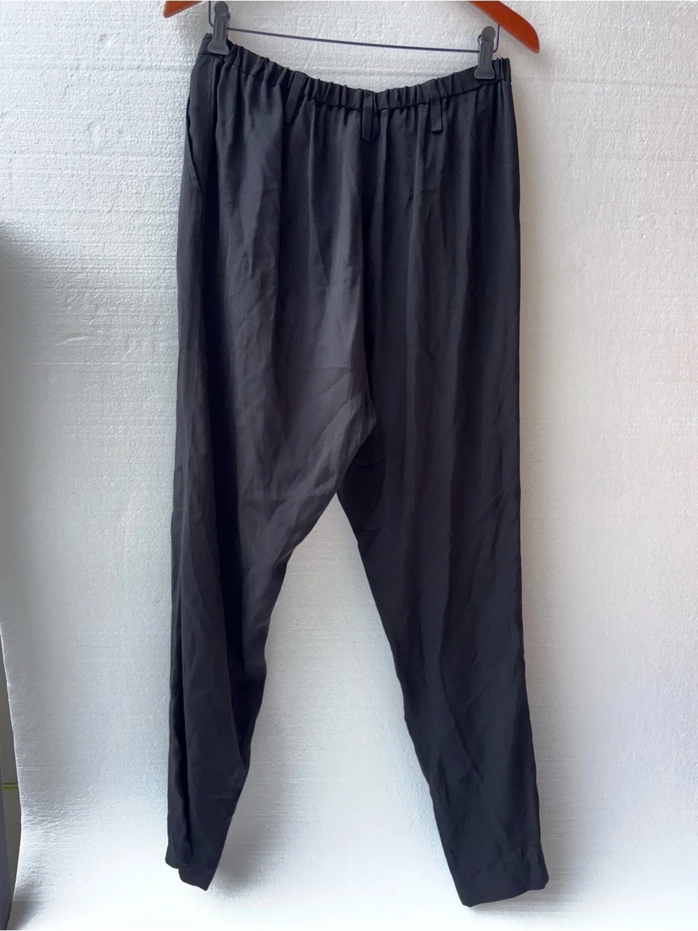 APIECE APART Cupro Viscose Pull On Pants Black Tapered Relaxed Fit Size‎ 8
